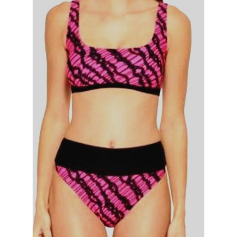 DKNY Swim Hot Neon Pink & Black Bikini Set Size Medium New