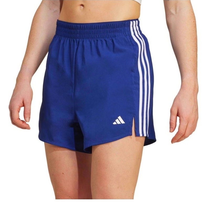 Adidas High‑Rise Blue 3‑Stripe Athletic Lightweight Elastic Waist Logo Shorts XS