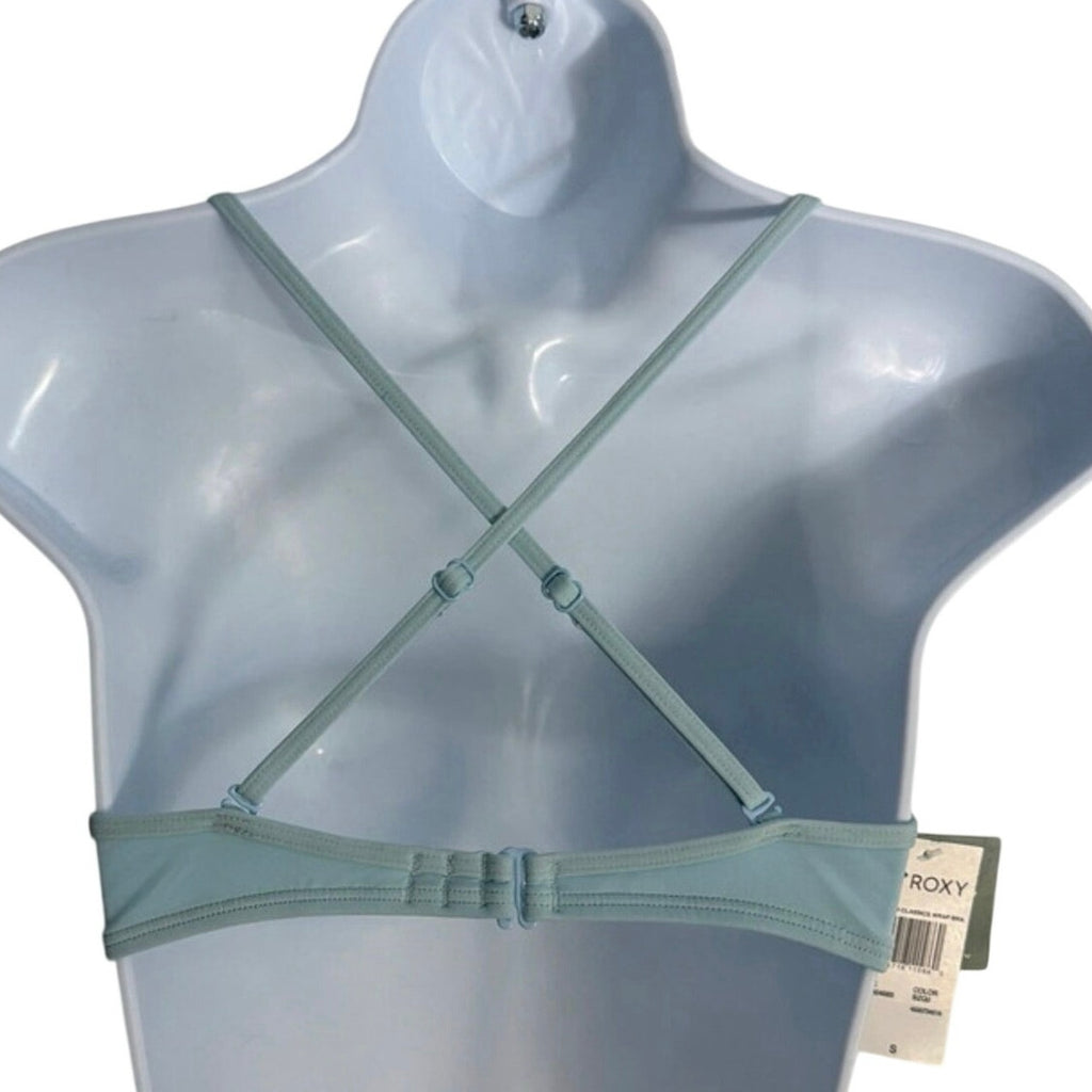Roxy Light Blue Wrap Halter Bikini Top Size S  Swim Beach Surf Swimwear NWT