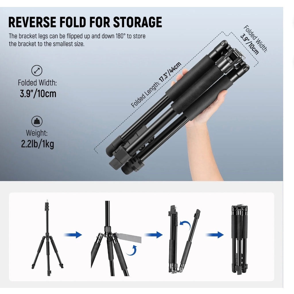 Neewer ST195 Photography Light Stand 1.5-6.4ft Aluminum Reversible Studio Tripod