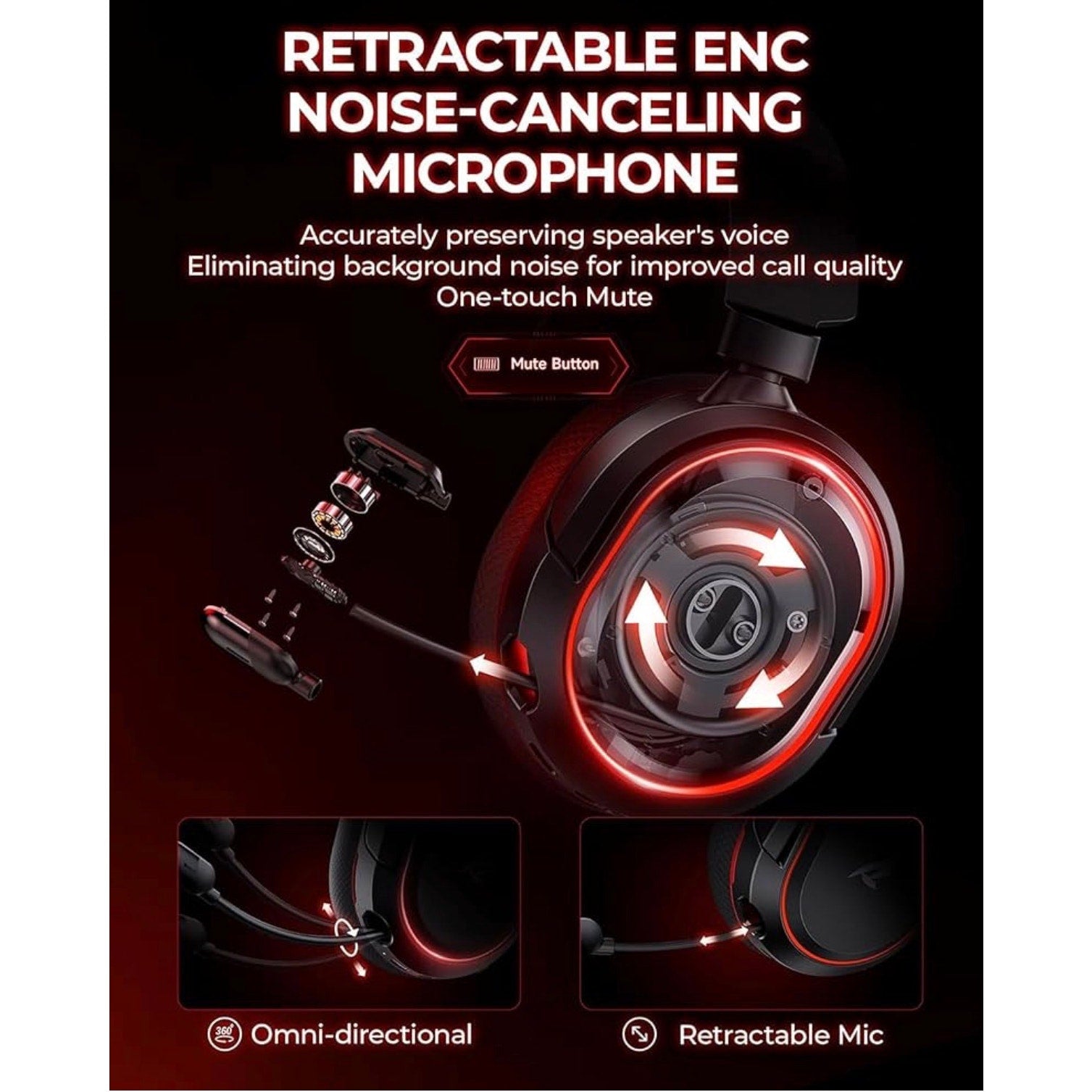 Valorise UG‑08S Wireless Gaming Headset 7.1 Surround Sound 100H Battery ENC Mic