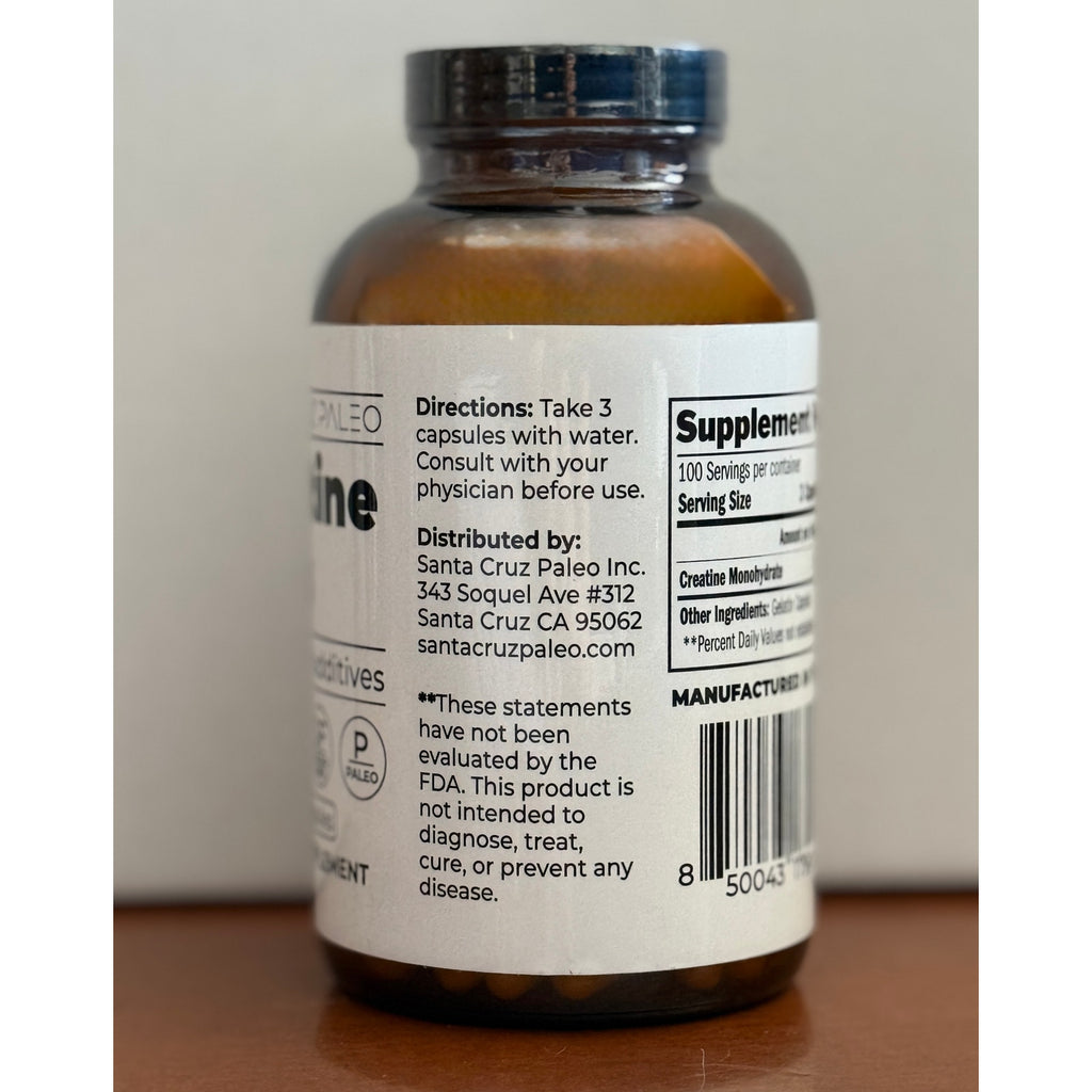 Santa Cruz Paleo Creatine Capsules 300ct Keto Clean Muscle Strength Supplement