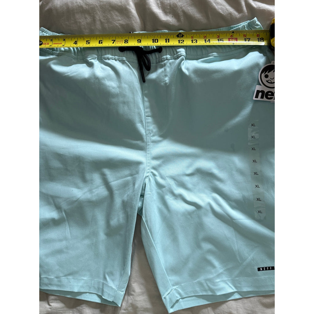 Mens Neff Board Shorts Elastic Waist Drawstring Pockets Turquoise Sz XL NWT