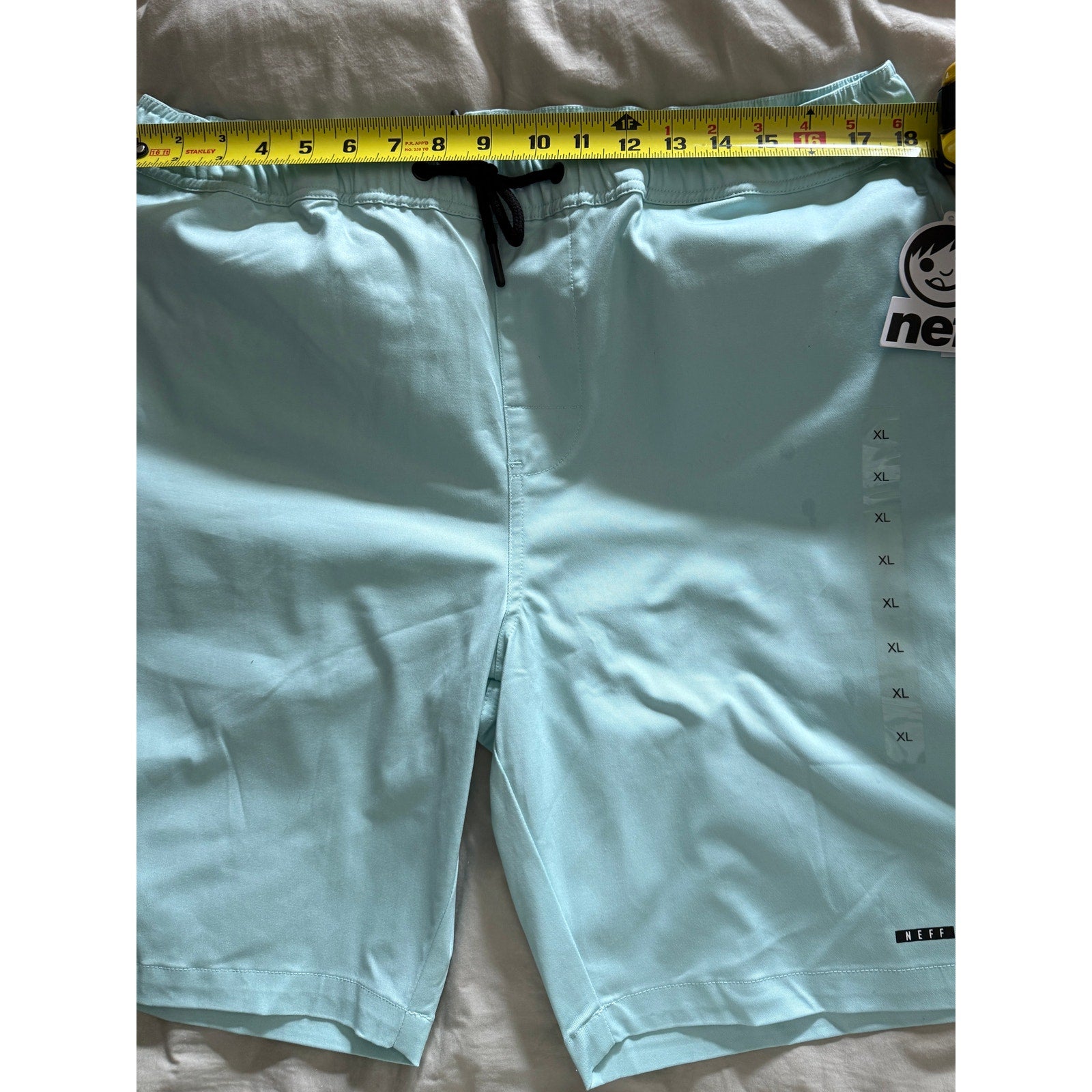 Mens Neff Board Shorts Elastic Waist Drawstring Pockets Turquoise Sz XL NWT
