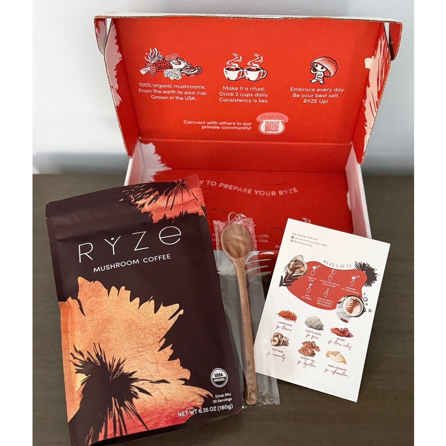 RYZE SUPERFOODS Mushroom Coffee Dark Roast Box Set Sealed