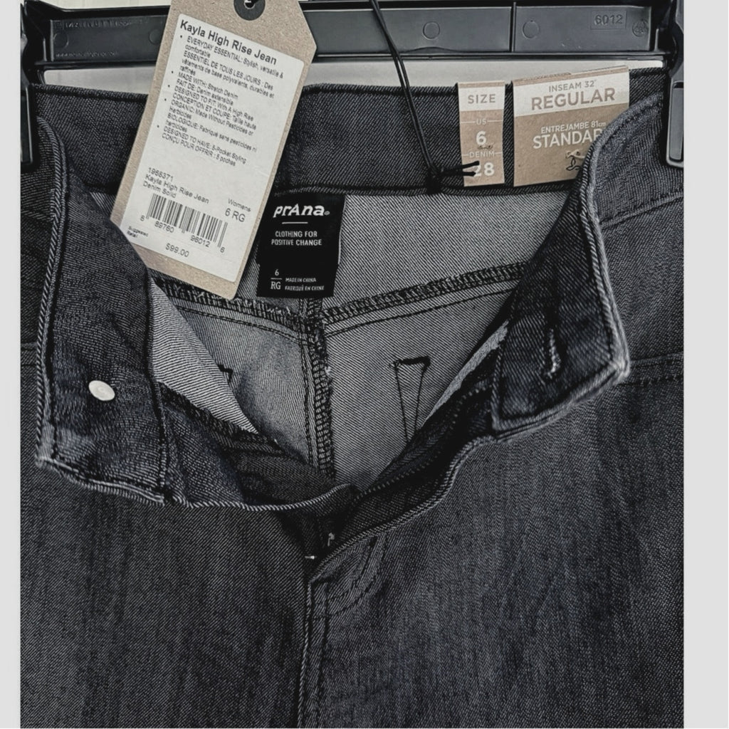 Womens Prana Kayla Organic Stretch High Rise Jean Sz 6 Regular Denim Solid Gray
