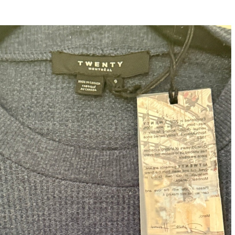 Twenty Montreal Everest Thermal Asymmetrical Crop Top Blue Obsidian Sz Small NWT