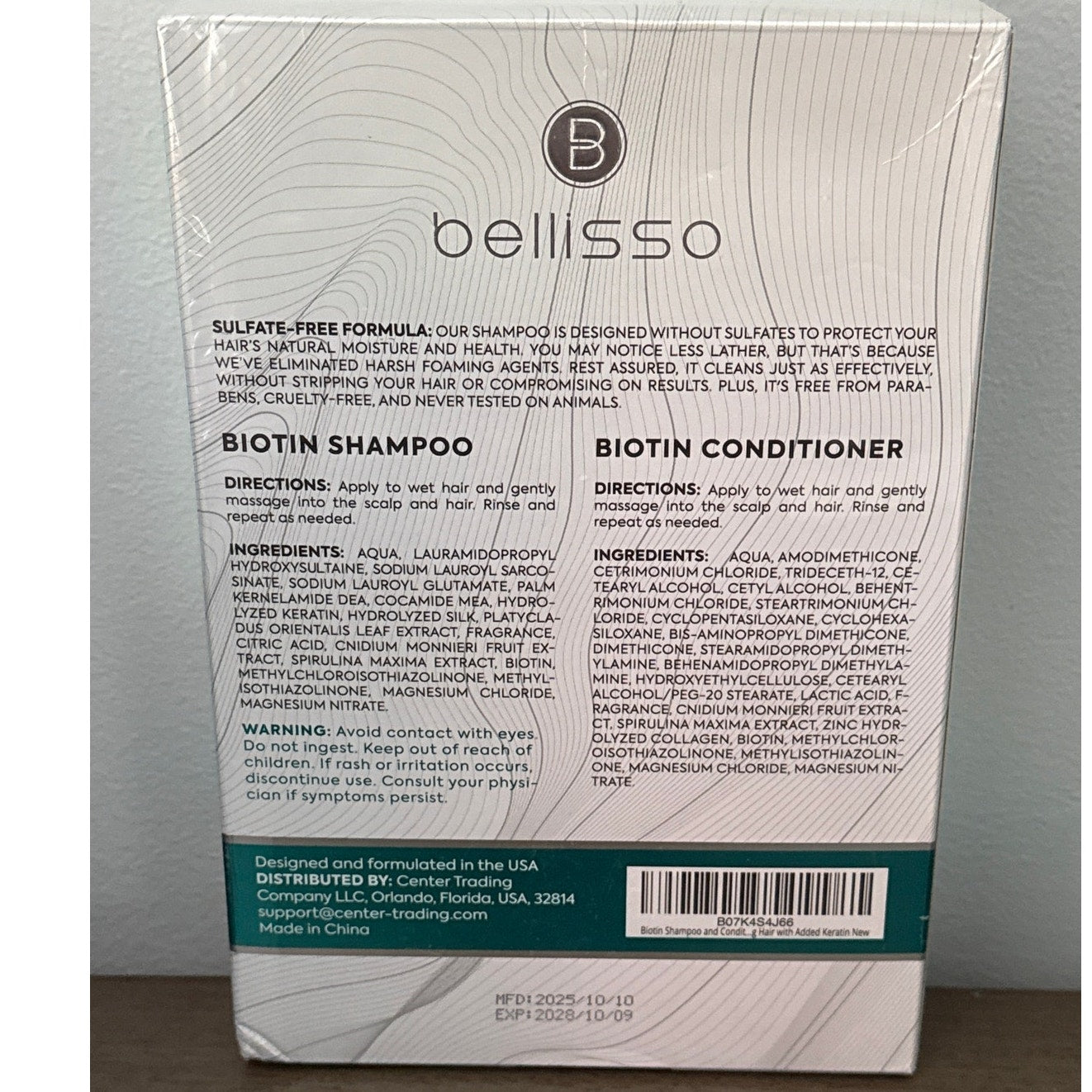 Biotin Shampoo & Conditioner Set - Sulfate & Paraben Free Treatment Men /Women