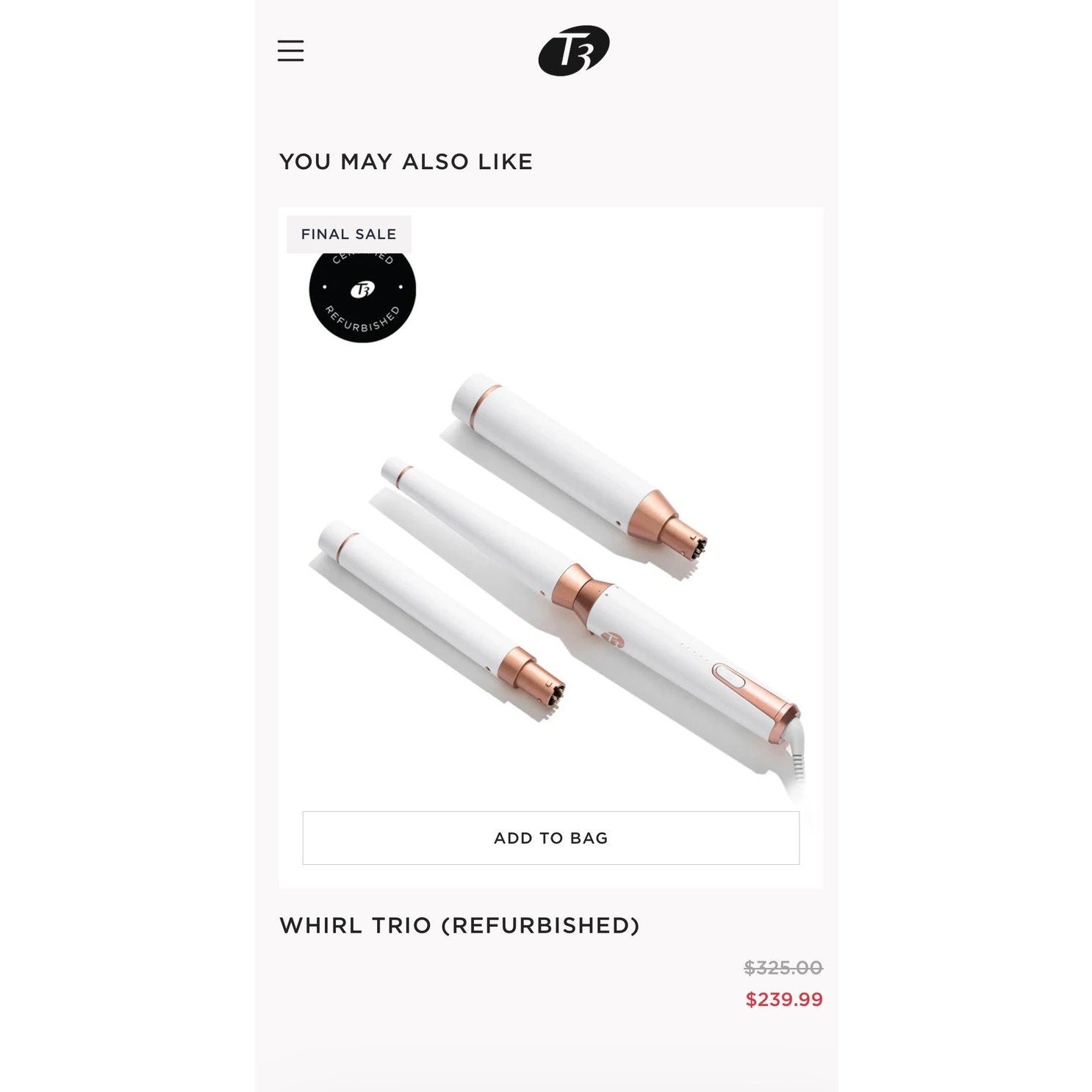 T3 Whirl Trio Interchangeable Curling Iron Kit 1", 1 1/4", 1 1/2" Barrels NWOB