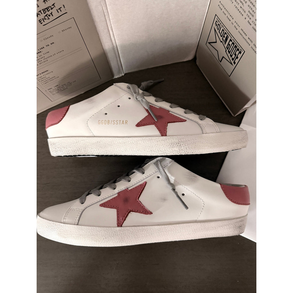 Golden Goose Super‑Star Sz 41 / 11 – White Leather, Rosa Cipria Star & Heel Tab