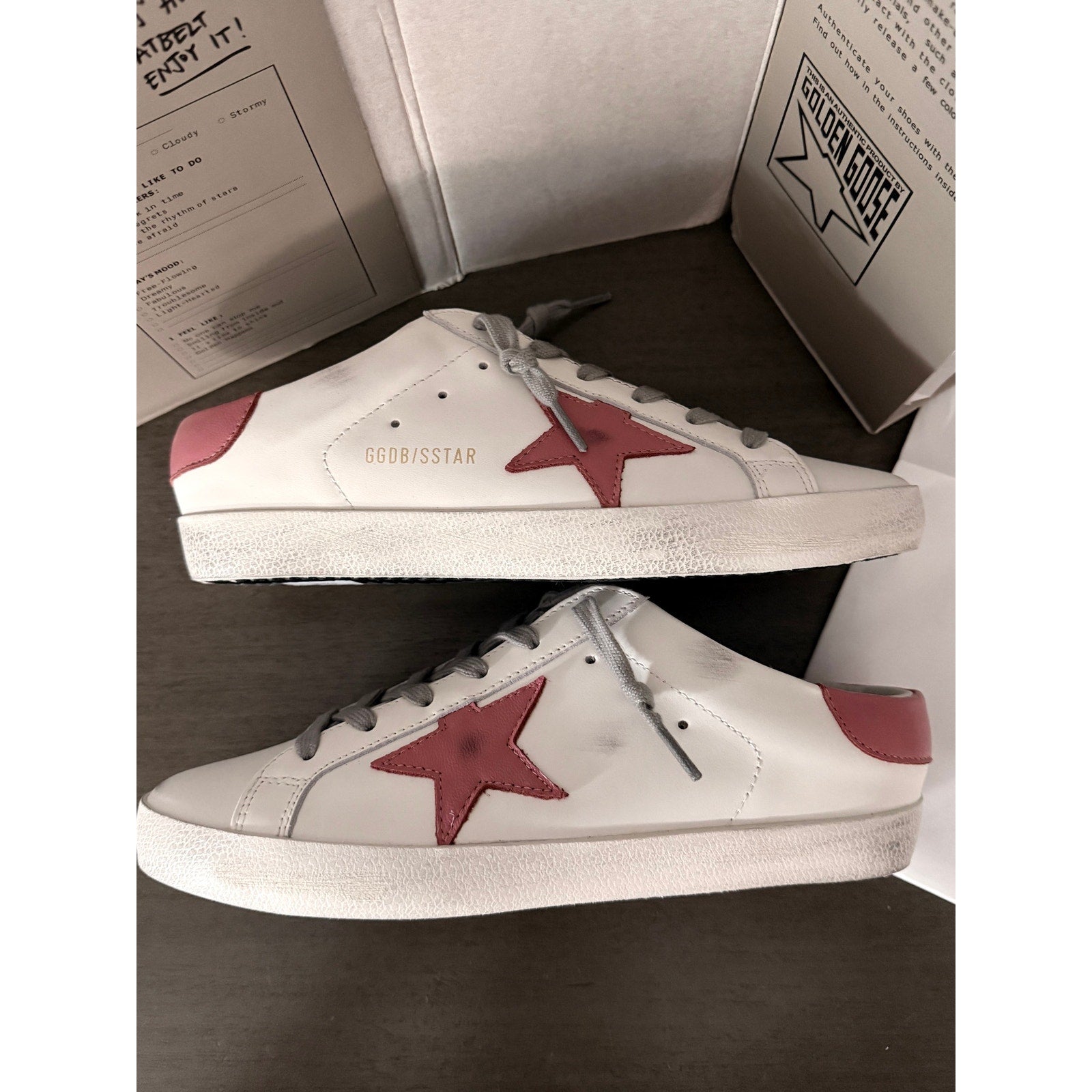 Golden Goose Super‑Star Sz 41 / 11 – White Leather, Rosa Cipria Star & Heel Tab