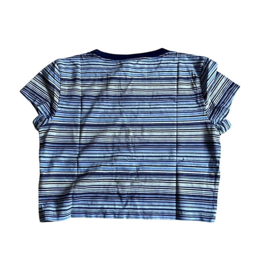 Womens Y2K Baby Tee Madhappy x Gap Coastal Blue White Stripe Madhappy Logo Small