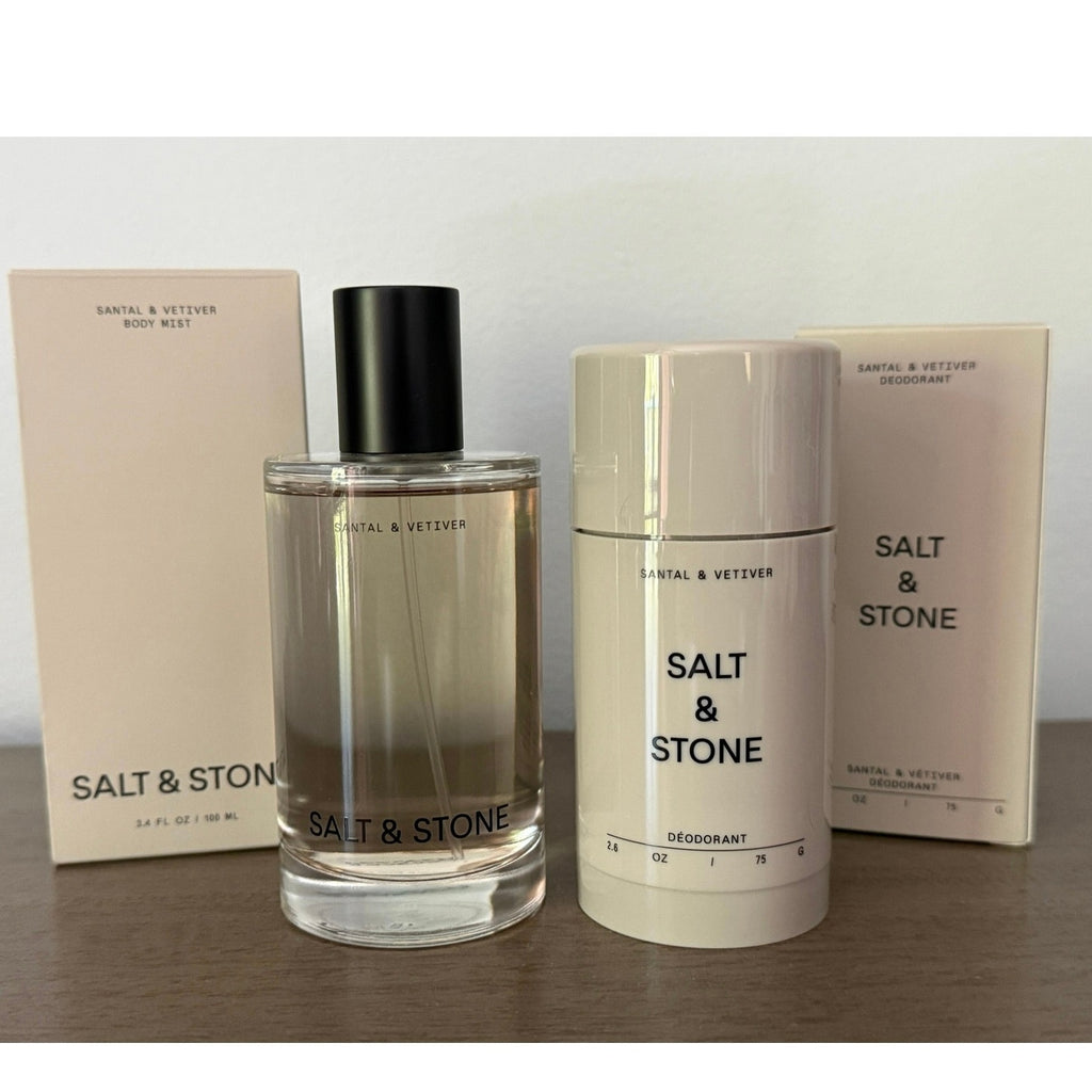 Salt & Stone Santal & Vetiver Full Size Body Spray & Deodorant NEW in Boxes