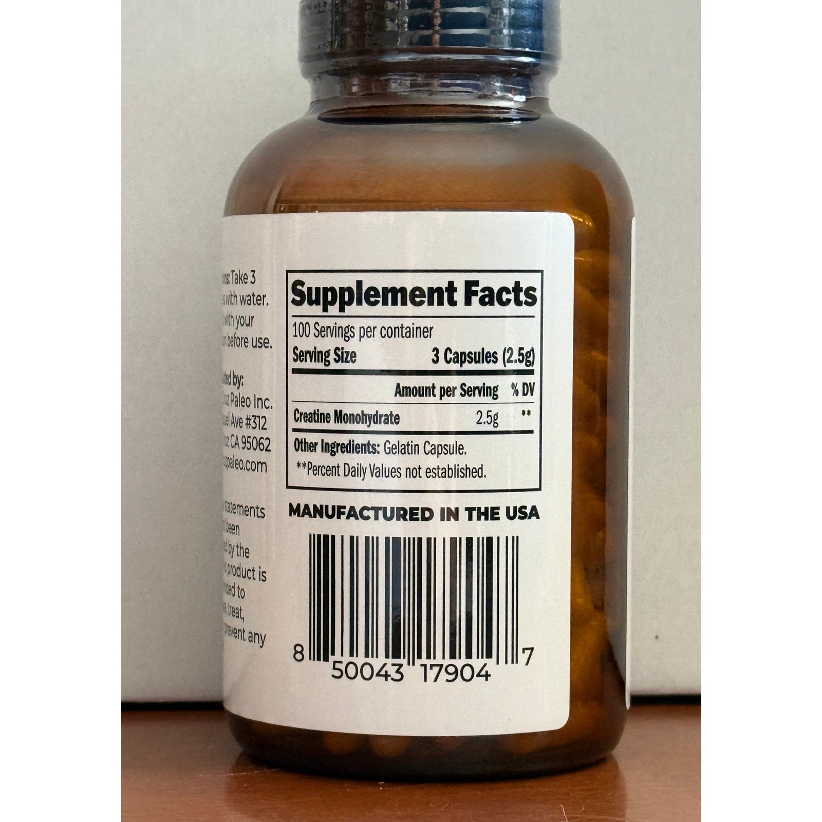 Santa Cruz Paleo Creatine Capsules 300ct Keto Clean Muscle Strength Supplement