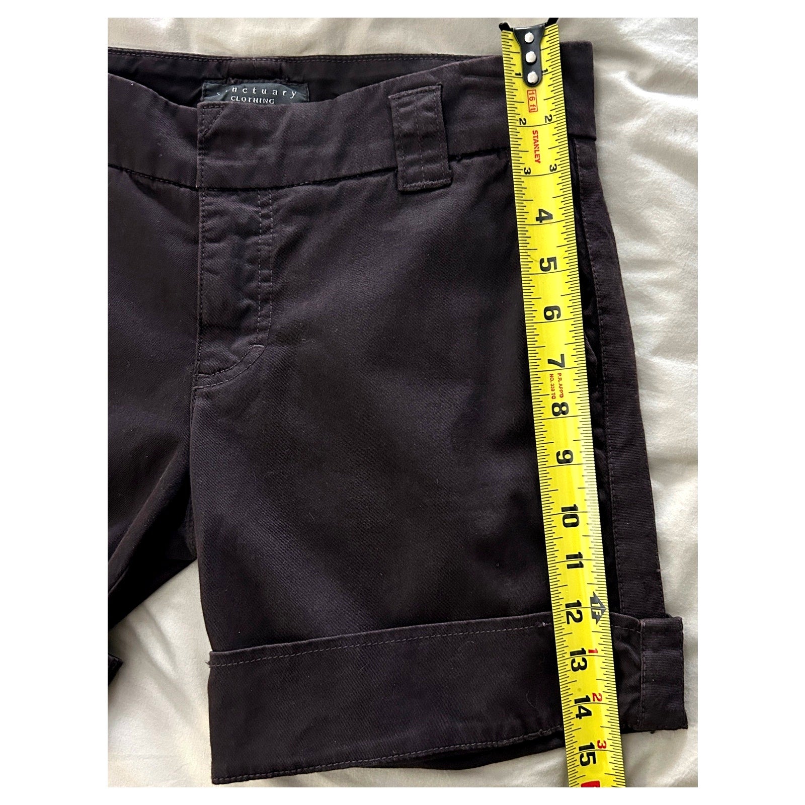 Sanctuary Cotton Chino Shorts Espresso Brown Flat Front Cuffed Size 30/31 NWOT