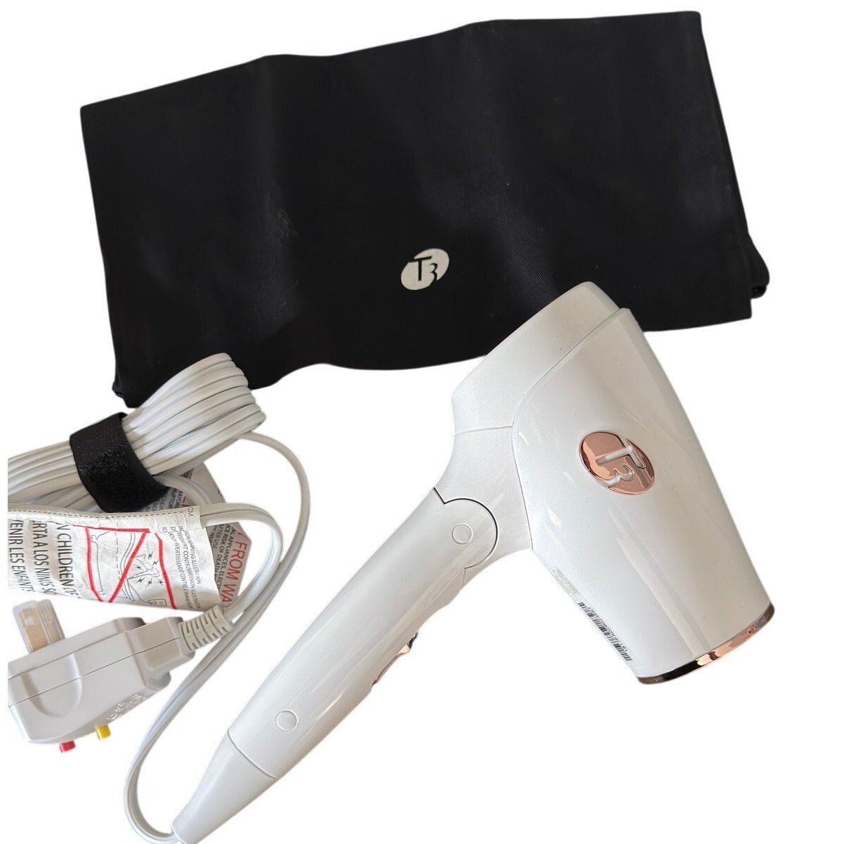 T3 Featherweight Compact Micro Dryer White #76851 Dual Voltage Travel 1200W NWOB