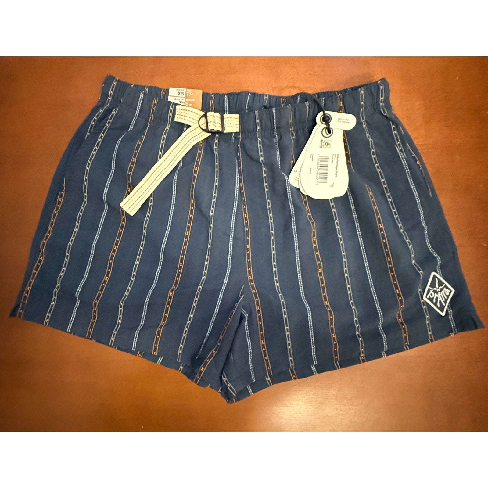 Womens Prana 90s Style Inspired Indio Heritage Shorts Stormy / Navy Sz Small 3"
