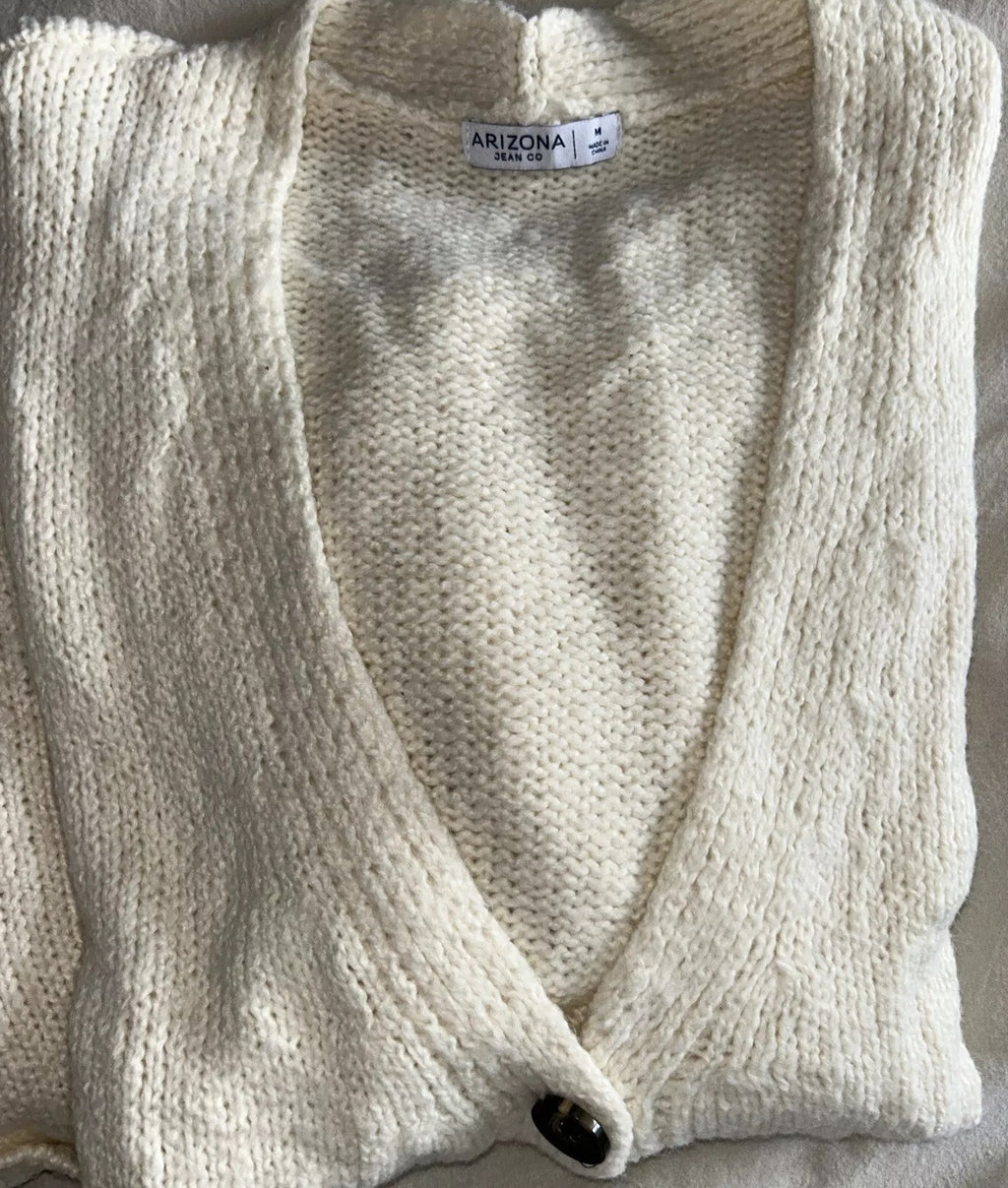New Arizona Gap AE Fluffy Soft-Knit Button Up Cardigan Sweater Off White Size XS